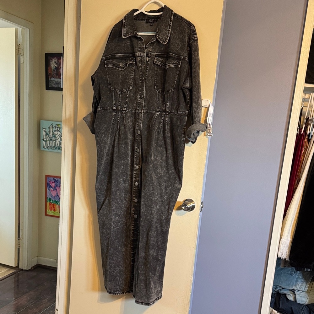 Eloquii Charcoal Denim Maxi Dress
